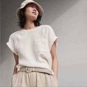Madewell Cream Gauze Short-Sleeve Pocket Top